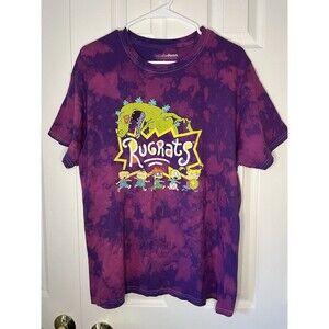 Rugrats Nickelodeon 2018 Purple Tye Dye Men's T Shirt Large